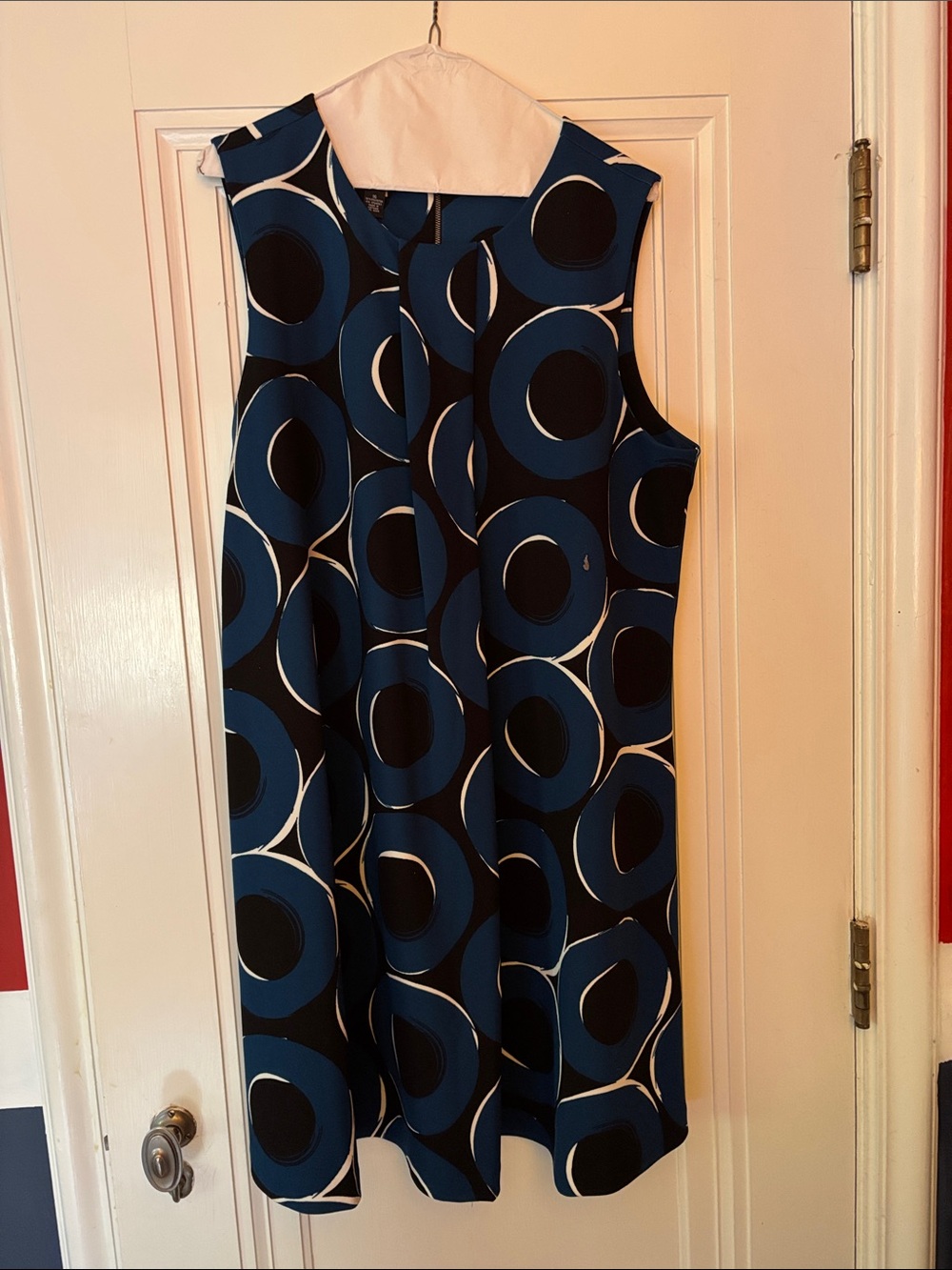 Alfani Blue and Black Graphic Circle-Print Sleeveless Dress